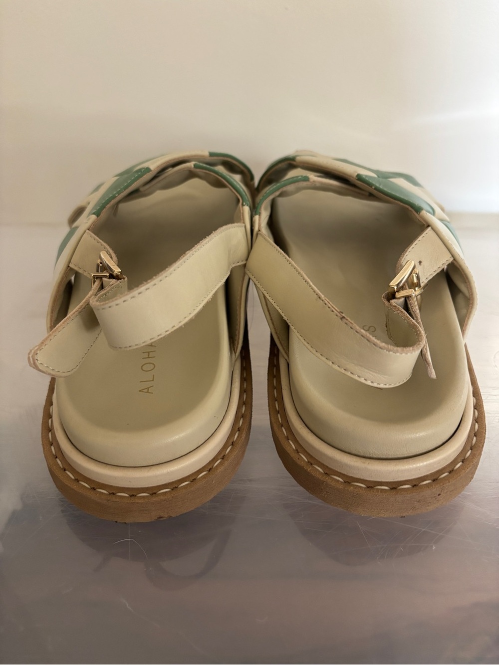 ALOHAS Green & Cream Woven Slingback Sandals - Picture 5 of 5